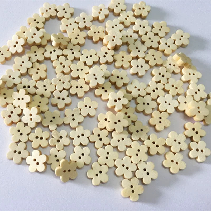 Bouton en bois à motif floral de 11 mm (lot de 5) Bouton en bois à motif floral de 11 mm (lot de 5)
