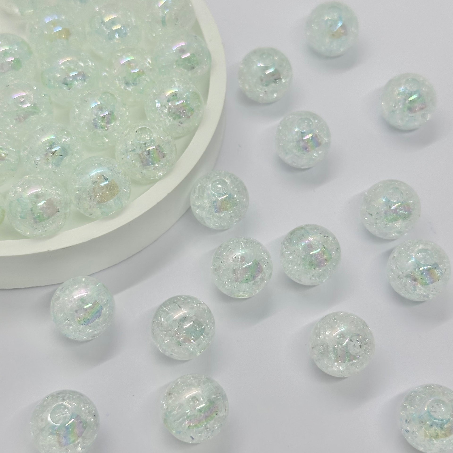 Perles AB : Perles rondes craquelées de 15 mm Perles AB : Perles rondes craquelées de 15 mm