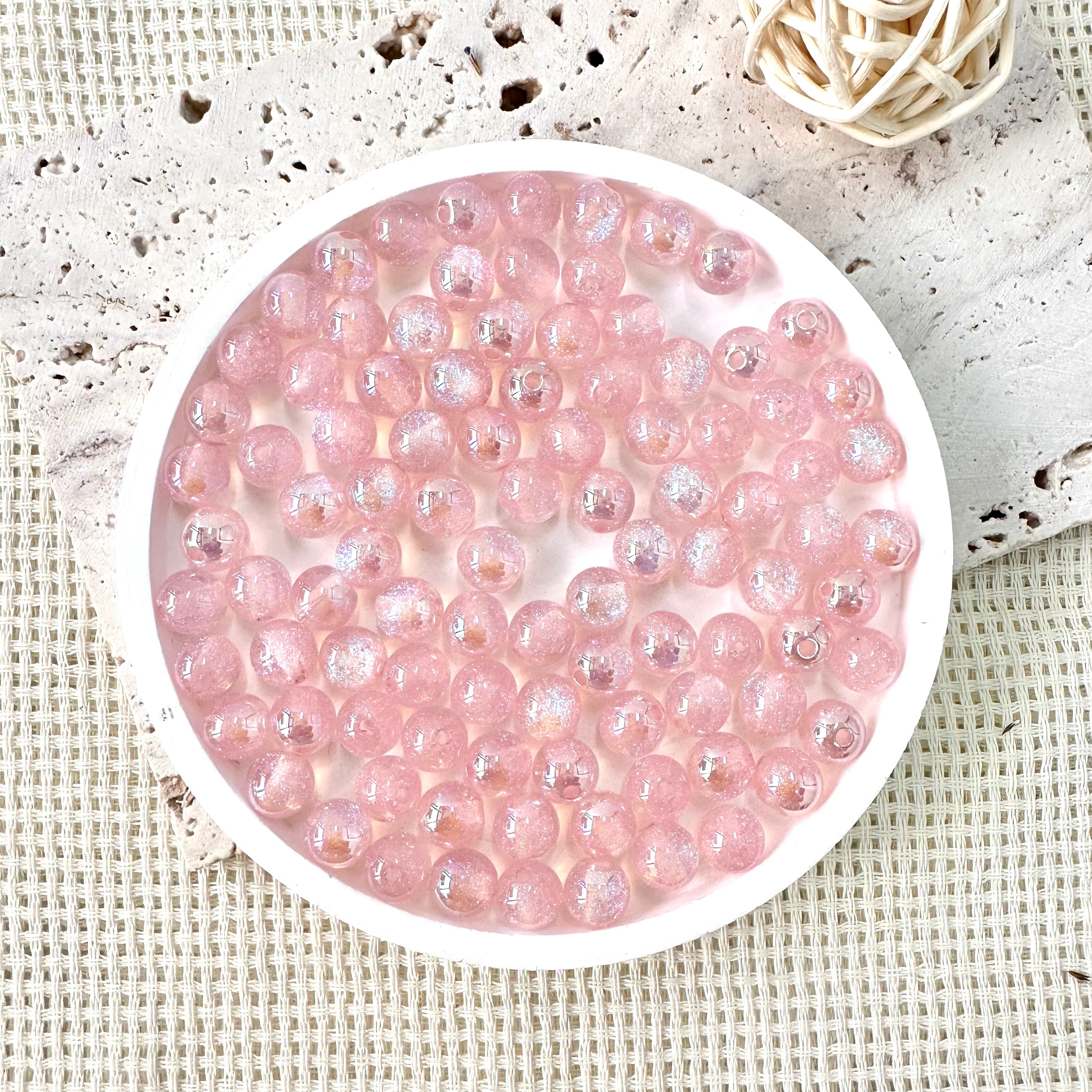 Perles à paillettes irisées AB de 8 mm (rose) Perles à paillettes irisées AB de 8 mm (rose)