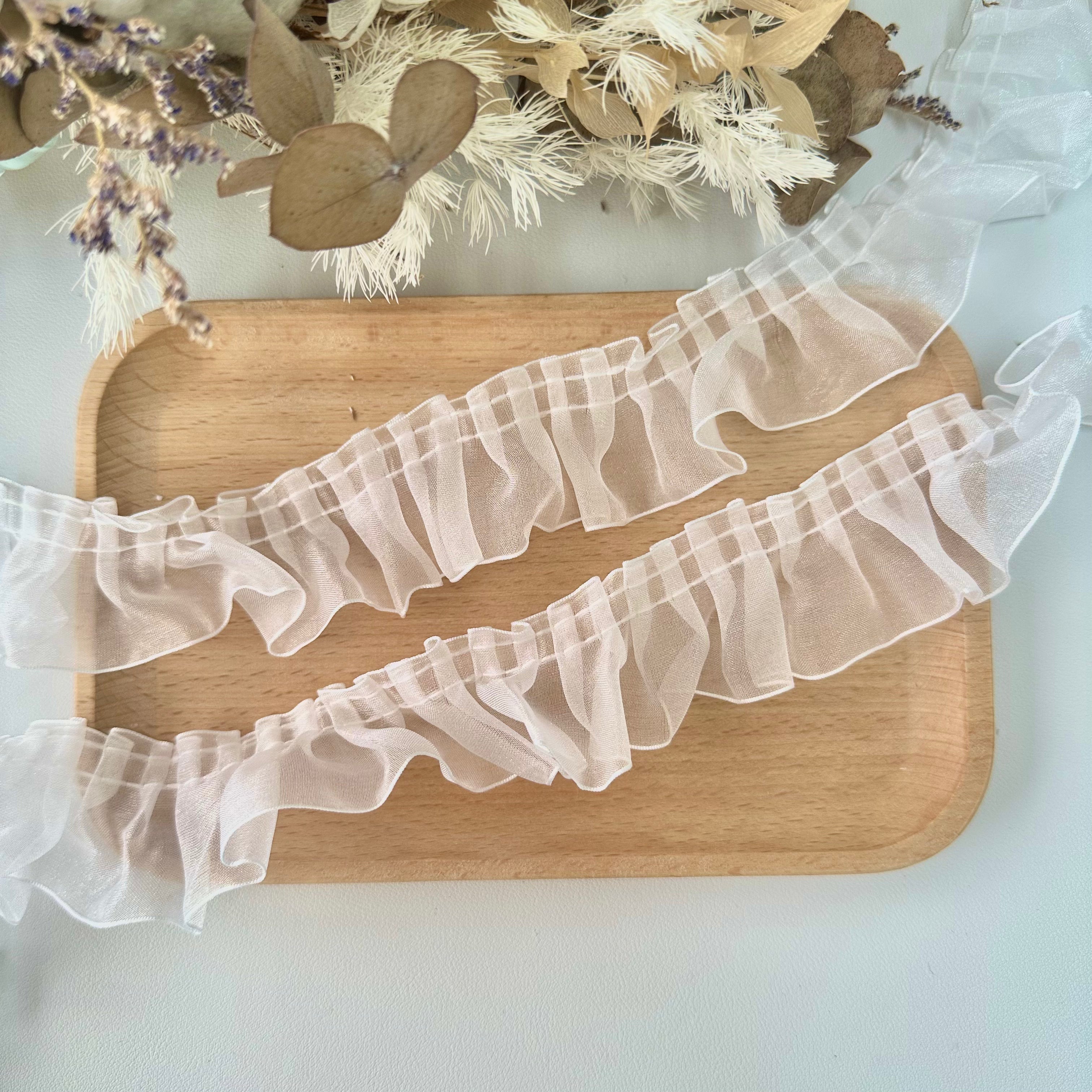 Ruban dentelle 100 cm : blanc translucide Ruban dentelle 100 cm : blanc translucide