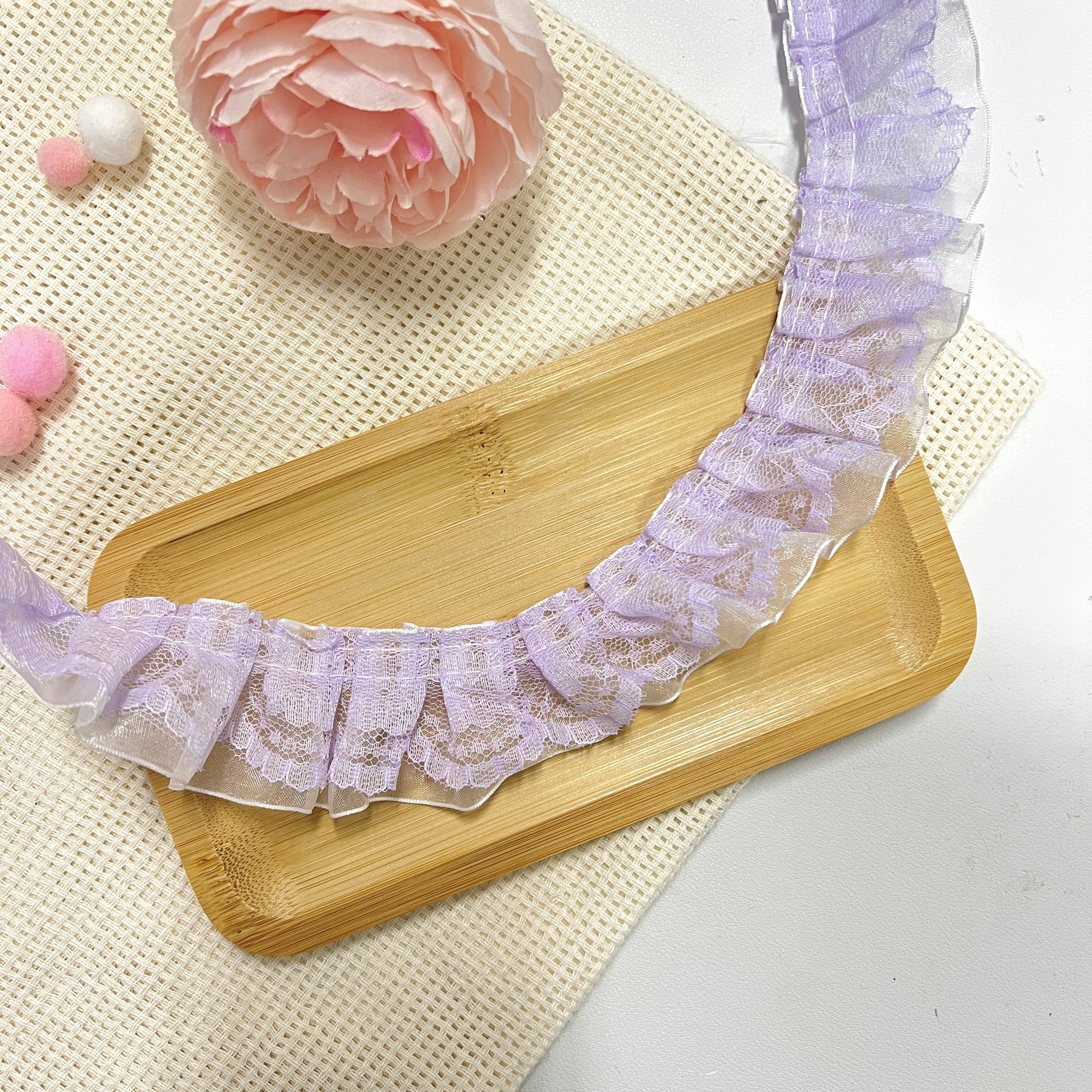 Ruban de dentelle transparent de 100 cm : violet Ruban de dentelle transparent de 100 cm : violet